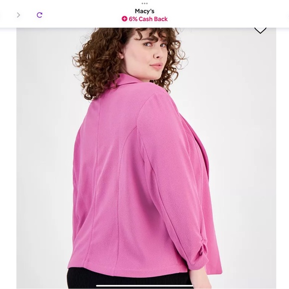 BAR III TRENDY PLUS SIZE KNIT BLAZER WITH DRAPE-FRONT, BLAZER - Picture 2 of 4